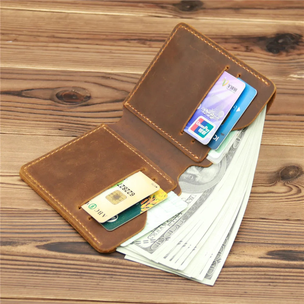 Top Genuine Leather Men's Wallet Retro Driving Licence Wallets for Men Durable Leather Portfel Male Cartera Hombre Purse for Men