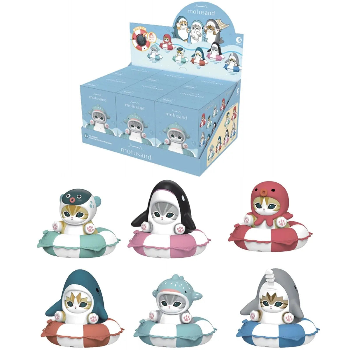 Genuine Mofusand Swimming Ring Series Blind Box Cute Collectible Figurines Desk Car Decor Collection Seal Mystery Box Kid Gifts