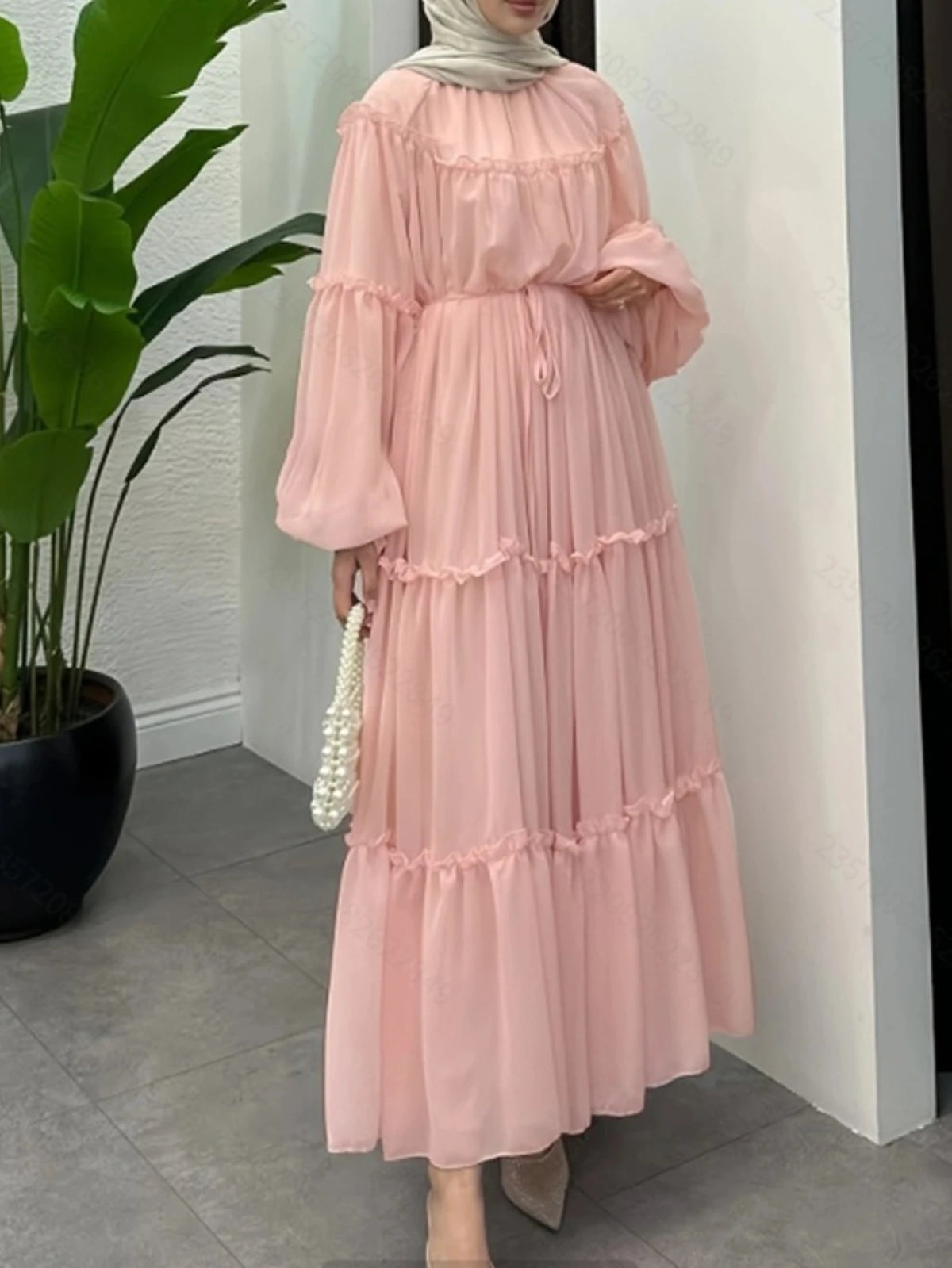 Elegant Dubai Dress Women Muslim Abaya Eid Ramadan Jalabiya Solid Party Dresses Dubai Long Robe Morocco Vestidos Largos 2025
