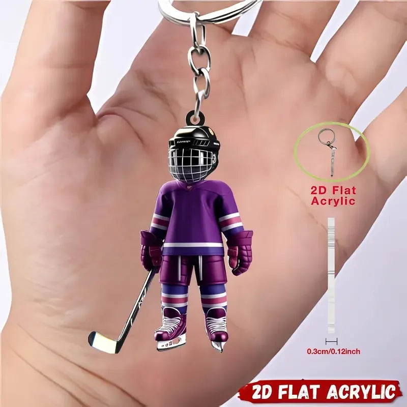 1/5 Hockey Player Keychains - Perfect for Backpacks, Car Decorations - Ideal Gift for Hockey Enthusiasts and Young People