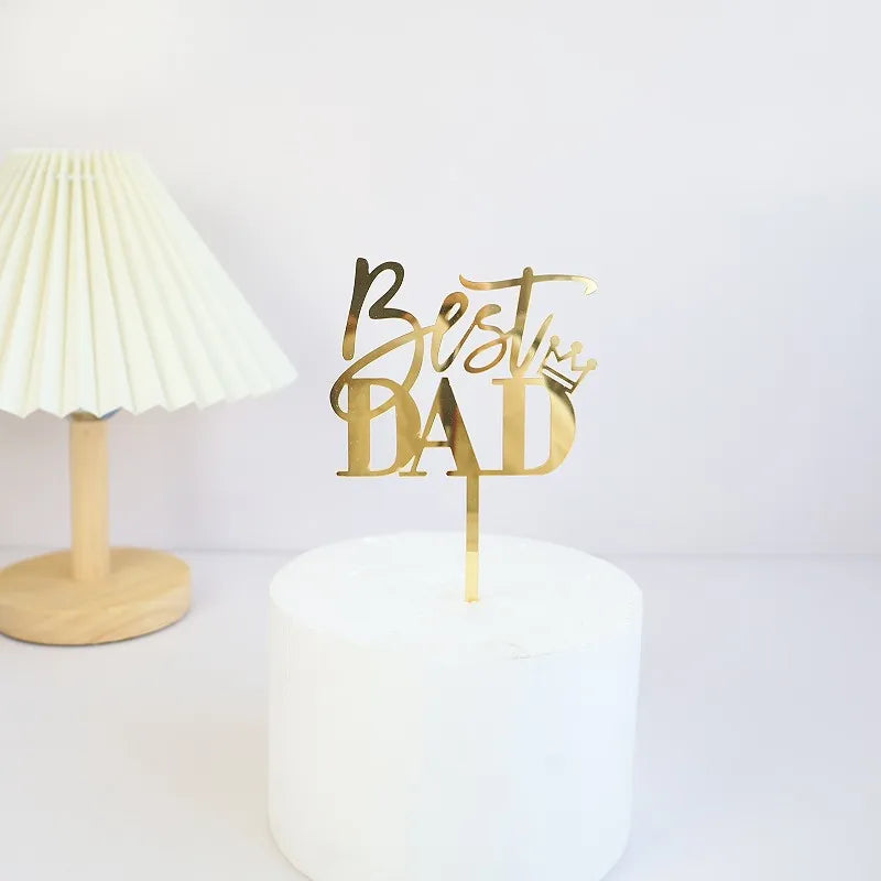 2023 New Father's Day Birthday Cake Topper Black Beer Super Dad Acrylic Cake Toppers Gift Father's Day Party Dessert Decoration