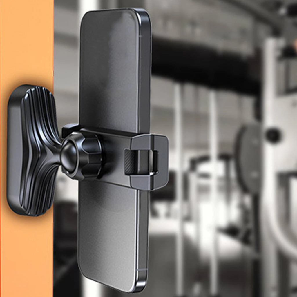 Magnetic Fitness Phone Holder 360 Degree Adjustable Gym Phone Holder Fit 4.7-7 Inch Smartphone Gym Accessories for Men and Women