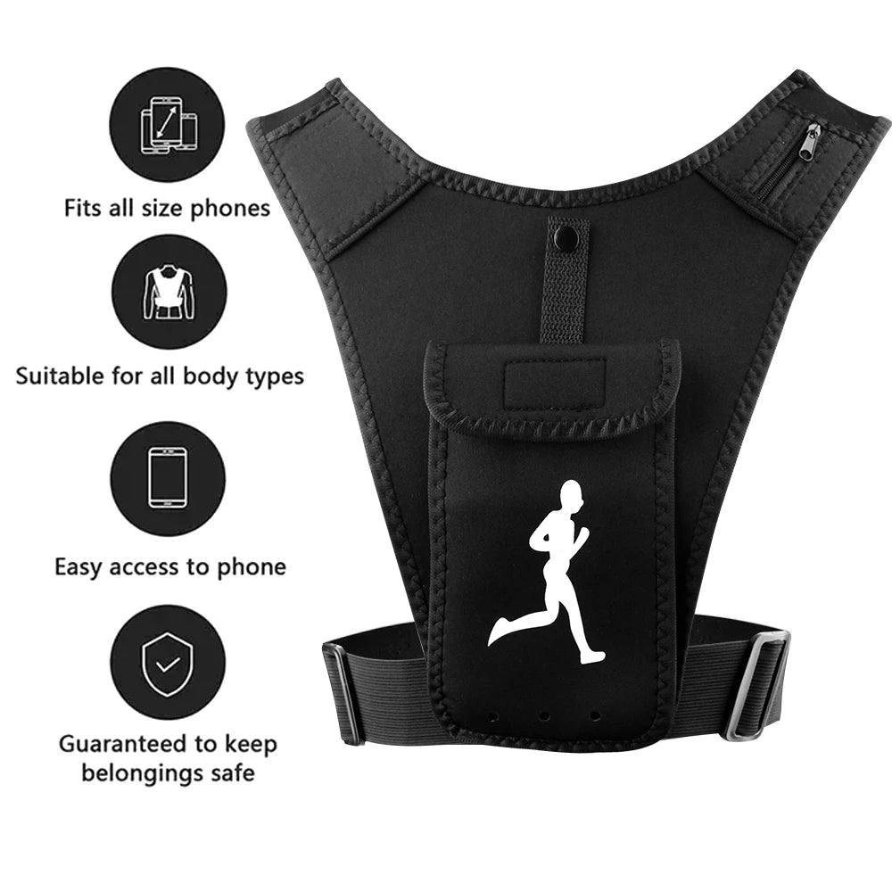 Adjustable Running Vest Phone Holder for Men Women, Cell Phone & Key Pouch, Hydration Vest Train Free Workout Gear -Lightweight
