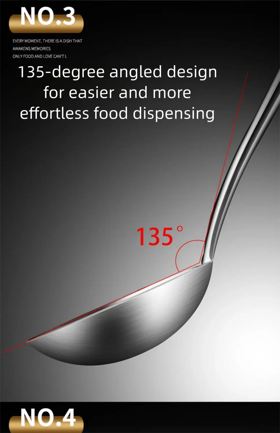 Ensemble de spatule à wok et de louche en acier inoxydable, comprenant une louche en acier inoxydable dotée d’une conception inclinée à 135 degrés, pour un service des aliments sans effort.