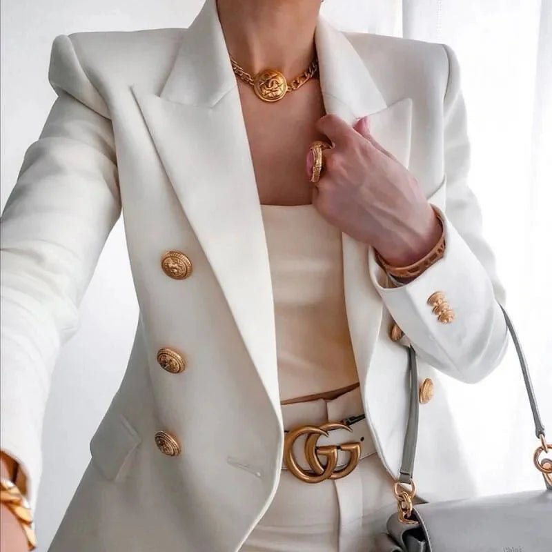 Women's European American Fashion Blazer Spring Autumn Elegant Temperament Ladies Suit Coat Professional Lady Short Outerwear
