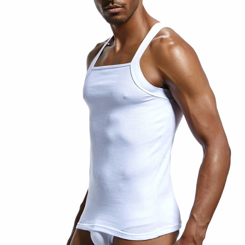 Men's Fashion Vest Home Sleep Casual Men Colete Cotton Tank Top  Solid Cotton Tank Tee Gay  Sexy Top Clothes Sleeveless Garment