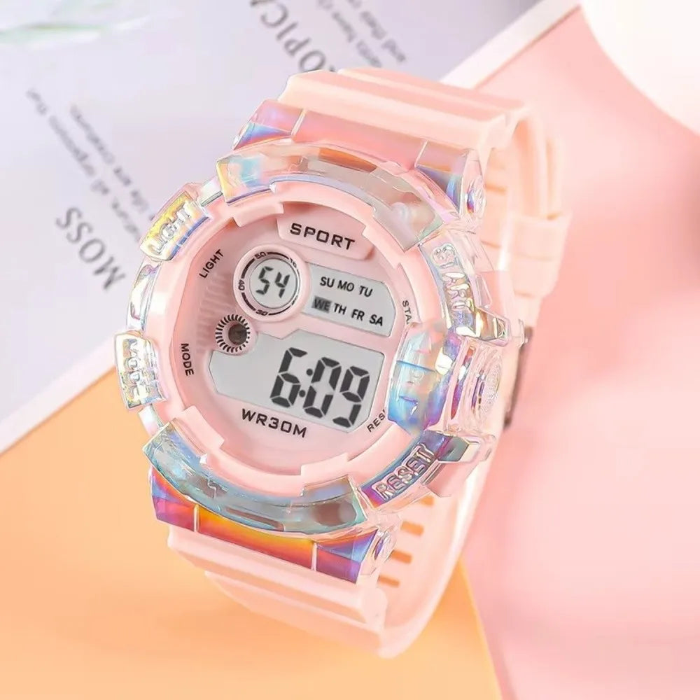 Waterproof Sports Kids Watches Night Light Alarm Clock Function Sports Clock Luminous Dial Digital Wristwatch Boys Girls