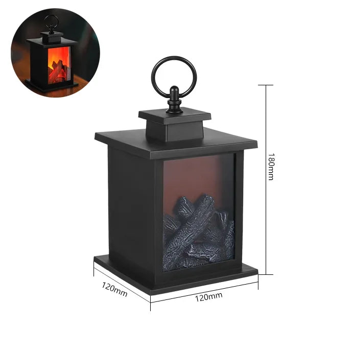 LED Fireplace Lamp Realistic Flame Effect Vintage Battery Powered Room Holiday Light for Christmas Halloween Decoration