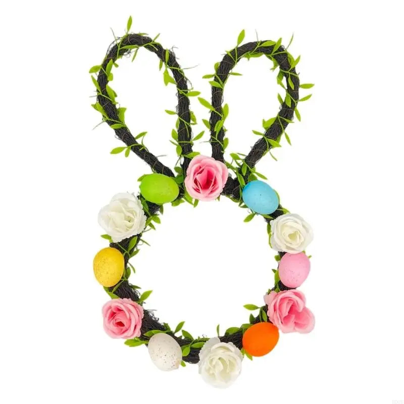 Easter Wreath for Festival Home DecorationPlastic and Fabric Fade Resistant Garland for Door Wall Window B03E