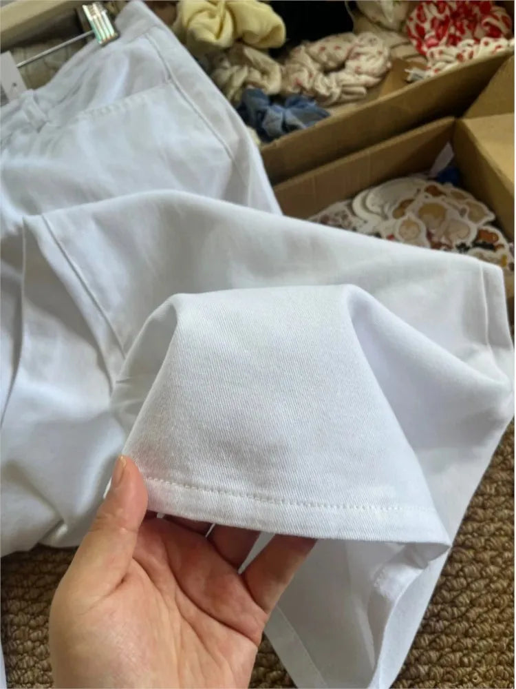 Simple Basic White Jeans Women Summer Back Pockets Cotton Straight Denim Long Pants Female Casual Vintage All-match Trousers Y2K