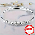 925 Sterling Silver Exquisite Beaded Bangle for Women, Stylish and Elegant Adjustable Bangle, Party Gift Accessory Jewelry