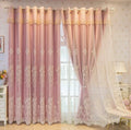 European Luxury Curtains for Living Room Bedroom  Embossed Embroidered Double-layer Blackout Cloth Gauze Integrated Custom Tulle