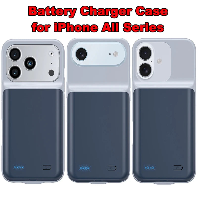 Battery Case For iPhone 17 16 15 14 13 12 11 Pro Max 12 Mini XS Max XR 6 7 8 SE 2 External Power Bank Battery Charger Case Cover