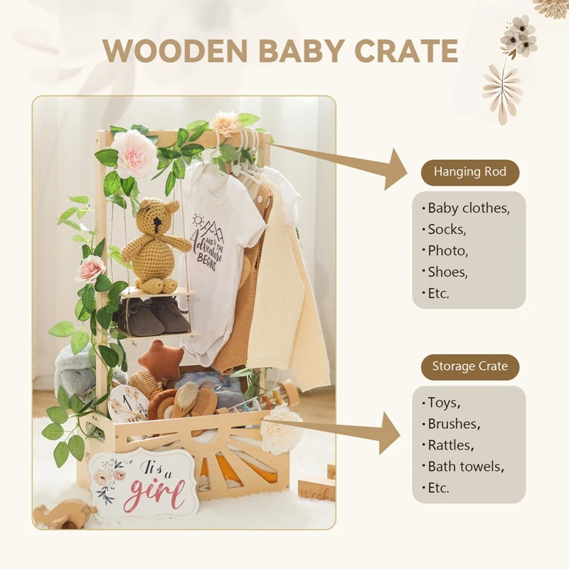 Baby Birthday Party Decorations Wooden Storage Basket The Baby's Room Decorated With Furniture DIY Baby Photography Accessories
