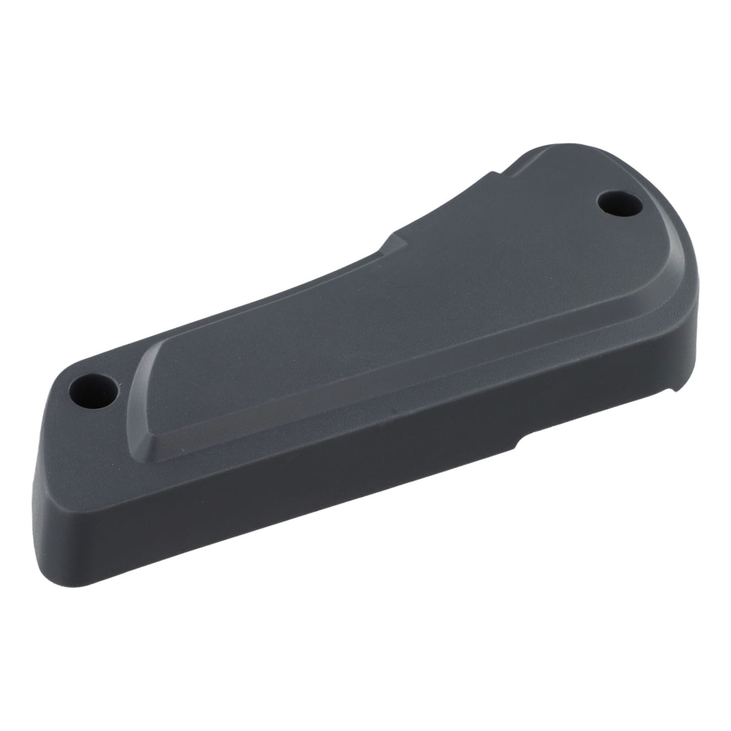 Black plastic motorcycle handlebar grip cover with matte finish and two mounting holes for Fiat Ducato driver seat panel 60911360.