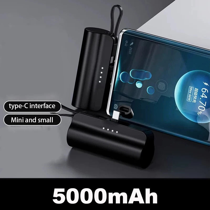 Mini Power Bank Portable 10000mAh Power Phone Charger Capsule Dual USB-C Ports For IPhone16/15/15plus/15pro/15proMax and Android