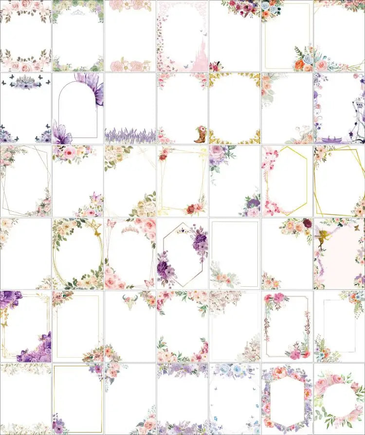 A collection of delicate floral-bordered Jewish blessing card acrylic keychains in soft pastel hues featuring watercolor-style roses and lavender accents within geometric frames designed as party favors in a set of 10 pieces.
