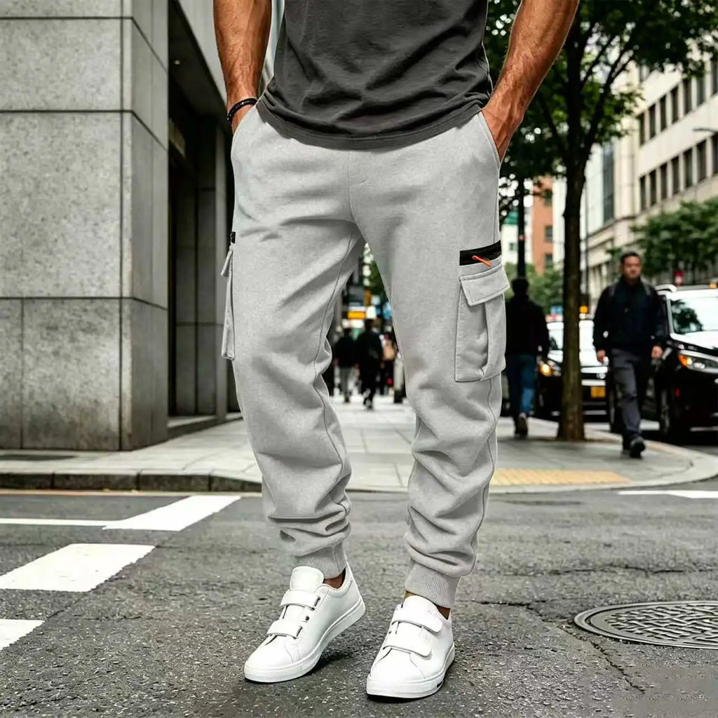 Men's Cargo Pants 2026 New Casual Loose Autumn Winter Straight Baggy Pants Multi-Pockets Solid Color Pinting Sweatpants