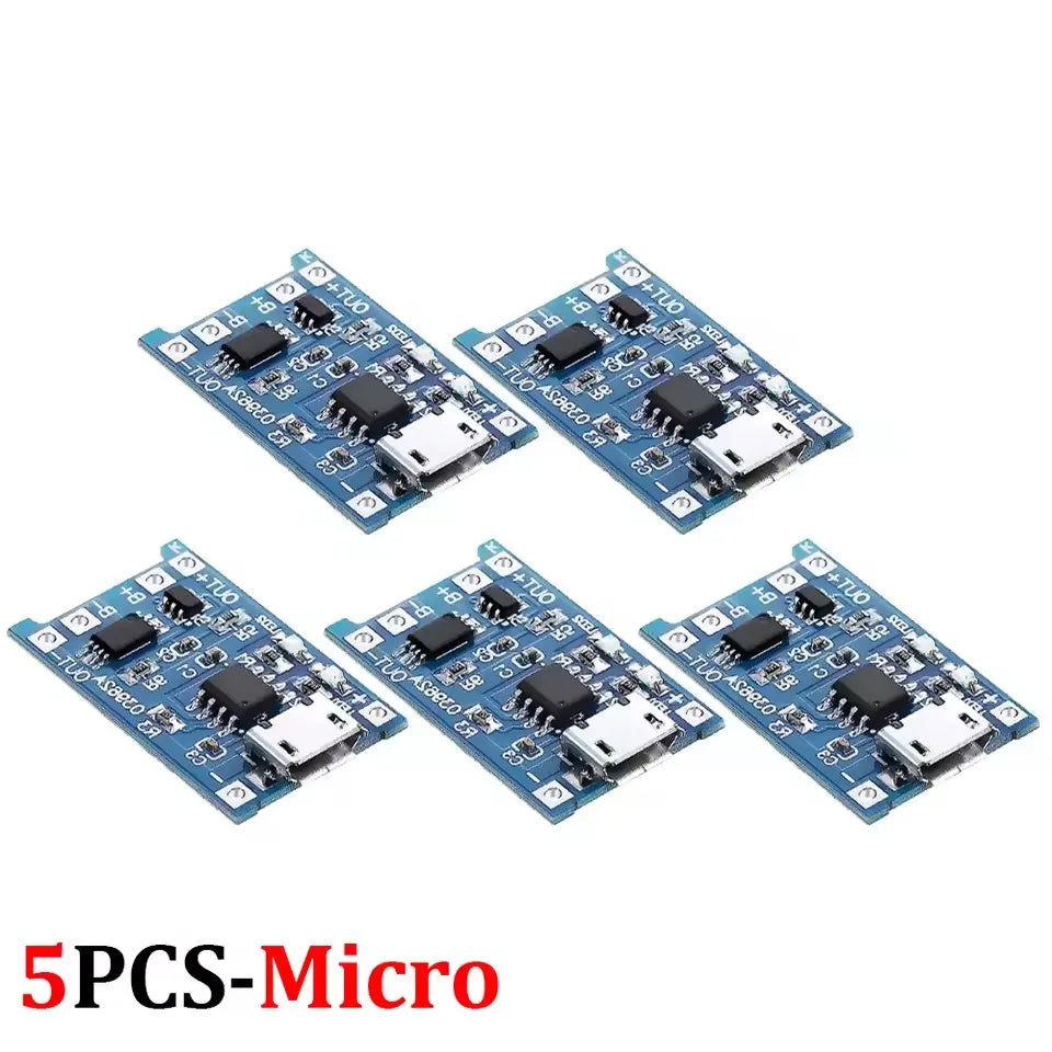 Micro USB/Type C 5V 1A Charger Board with Dual Protection Functions 18650 Charging Module Lithium Battery Module Battery Holder