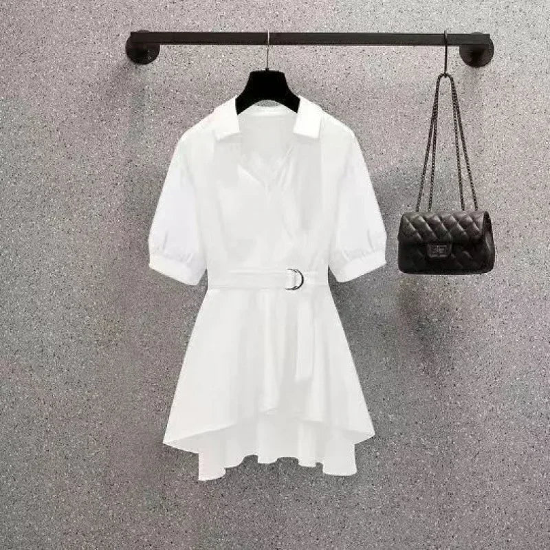 Women Blouses Summer Shirts 2025 New Short Spring High Waist Long Sleeve Shirt Casual Elegant Work Slim Fit White Black Y2k Top