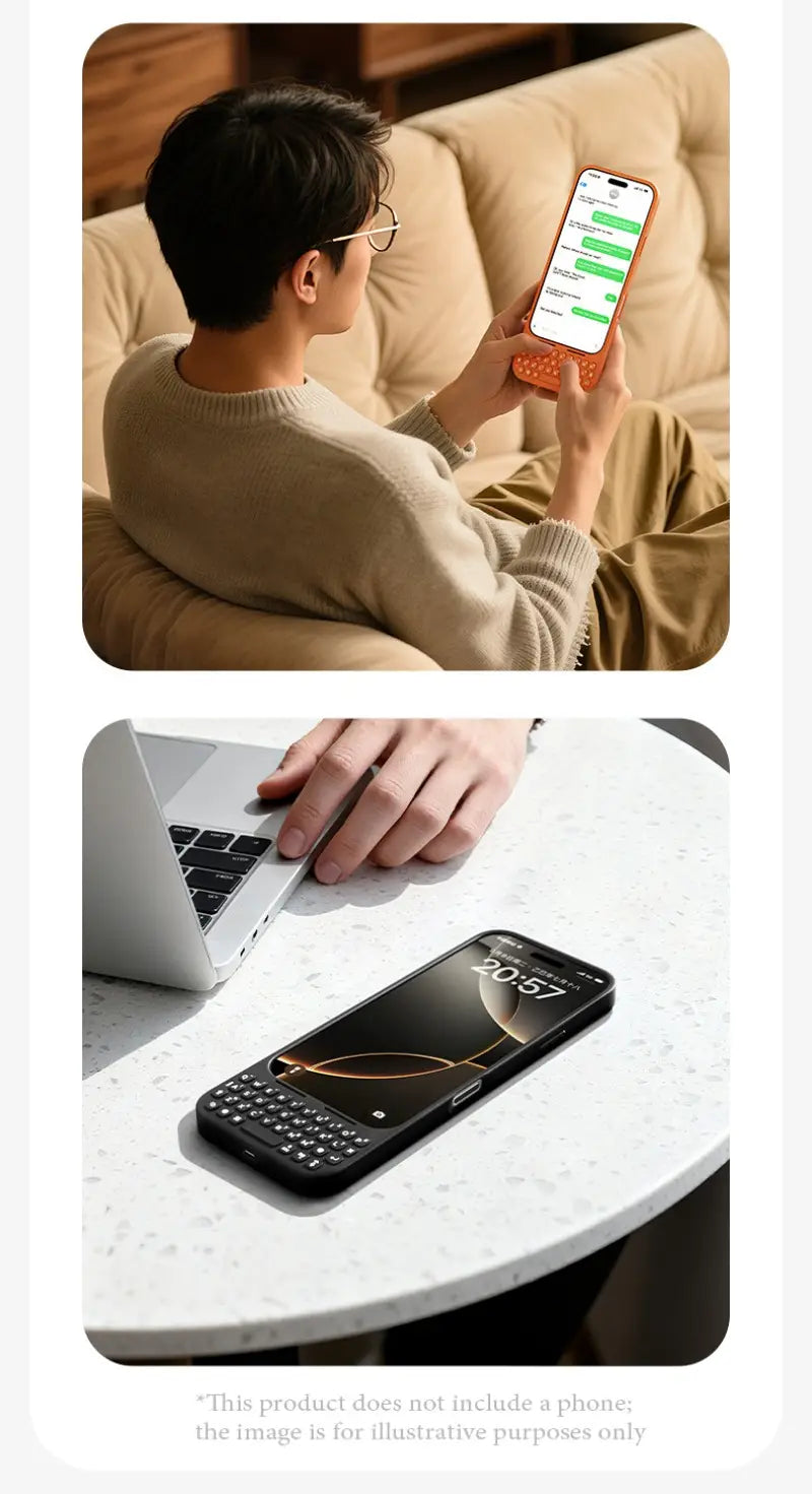 iPhone 16 Pro Max 用の黒色電話ケース（物理キーボード付き）。洗練された湾曲したエッジを備え、モバイル電話ケースとしての機能を強化しています。
