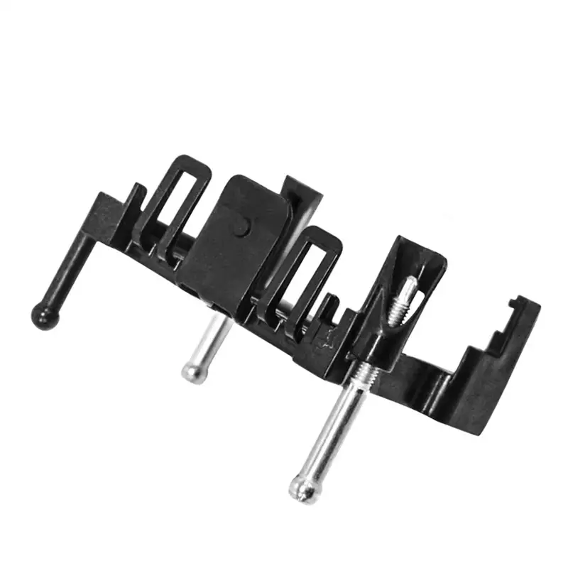 black plastic clamp with three adjustable metal rods for securing objects shown from the back side in Changan Acc Cruise Control Module Bracket product