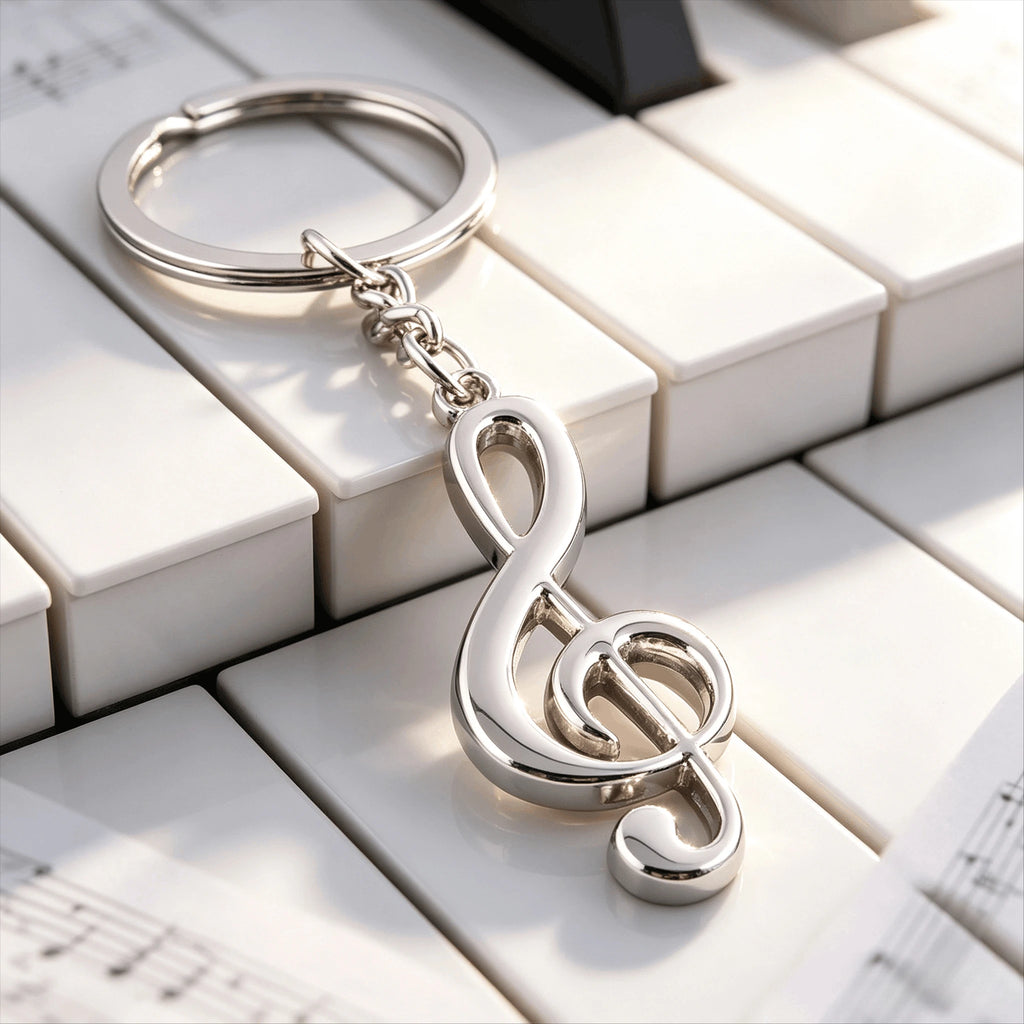 Music Note Keychains Key Ring Silver Plated Metal Musical Note Key Chain For Car Music Symbol Jewelry Accessory Wholesale