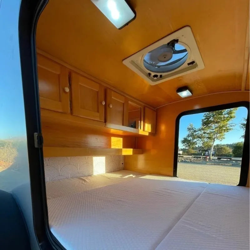 Custom Teardrop Travel Trailer, Fully Equipped Camper with Bed, Kitchen Storage Cabinets and Dining Area for Camping Road Trips