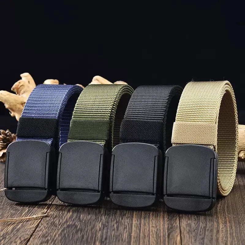 Men's Casual Belt, Non-Metallic Automatic Buckle Canvas Belt, Men's Jeans Belt, Suitable for Outdoor and Daily Matching