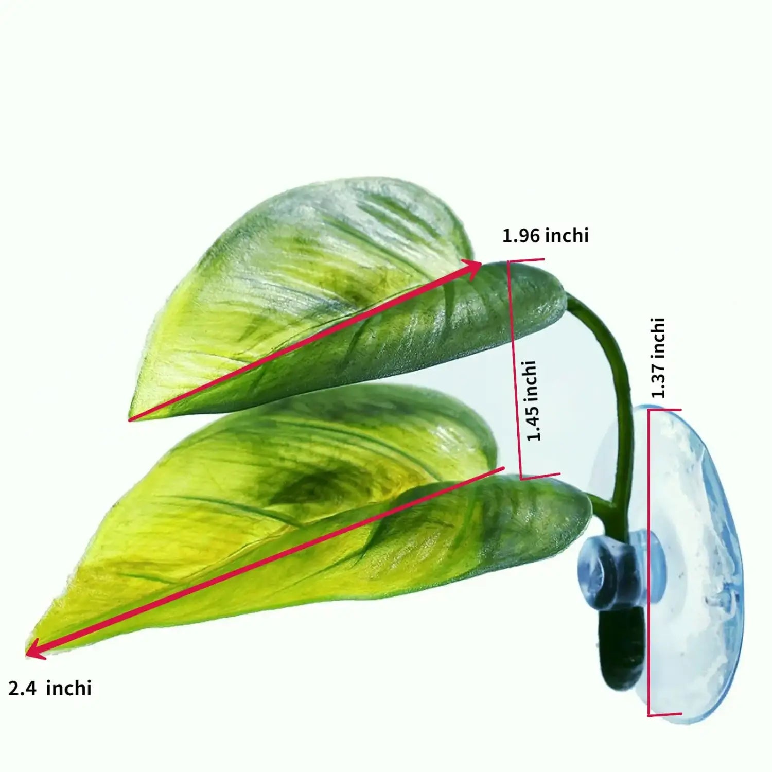 Green artificial betta leaf hammock aquarium plant with suction cup base for fish habitat decoration.