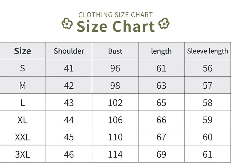 Clothing size chart displaying measurements for shoulder bust length and sleeve length for men cashmere v neck pullover sweater in sizes S through 3XL.