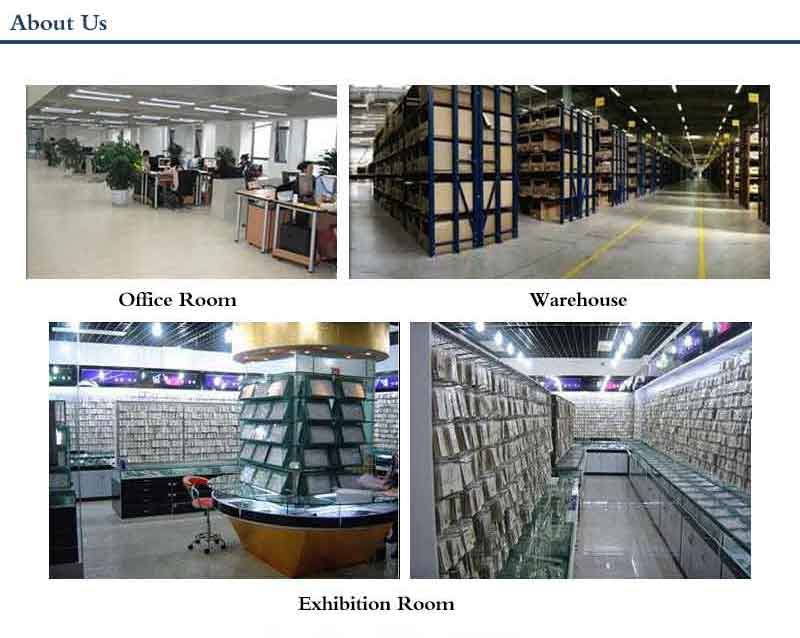 画像は、机とコンピューターが配置されたオフィスルーム、背の高い棚に箱を収めた倉庫、さらに段状の棚を備えたガラスケースで14kゴールドフィルド淡水パールで構成された真珠ジュエリーセットを展示している展示エリアを示している。