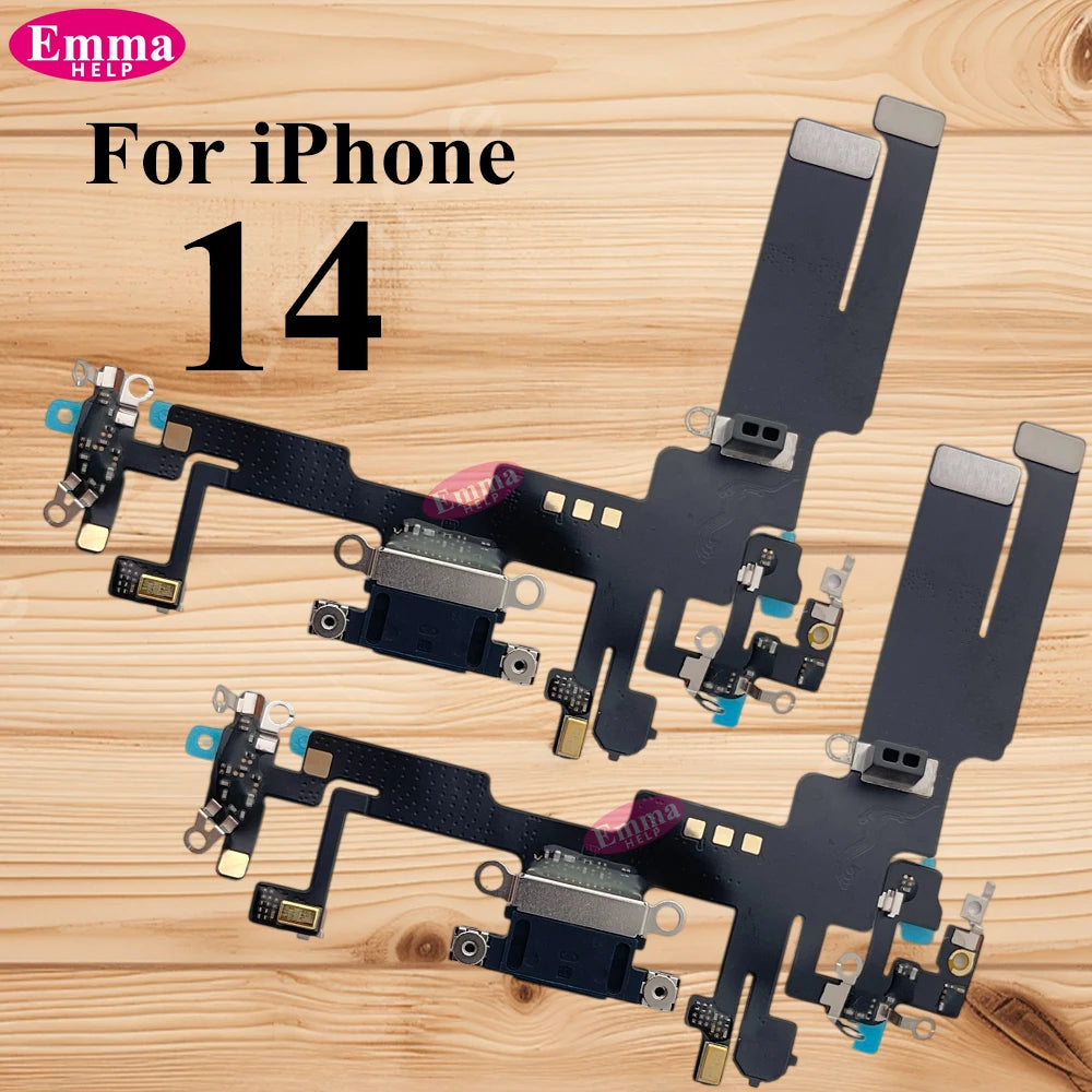 Charging Port Flex Cable for iPhone 12 13 14 15 16 Pro Max Mini USB Charger Dock Connector With Microphone Ribbon Repair