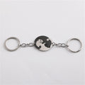Cute Hug Cat Keychain Creative Patchwork Heart Round Keyring Couple Lovers Key Chains Bag Pendant Car Keyholder Accessories Gift
