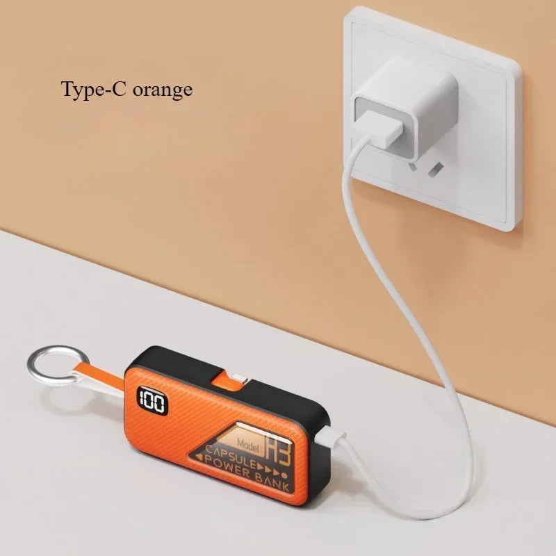 Mini Portable Power Bank 5000mAh PD20W Fast Charger Built-in Cable Digital Display External Battery For IOS Android Smartphones