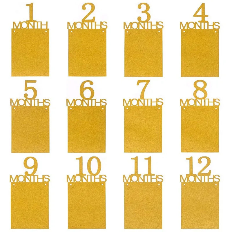 Birthday Baby One Year 12 Months Photo Banner Baby Boy Girl 1 Year Birthday Party Decor Photo Garlands Baby First Birthday Party