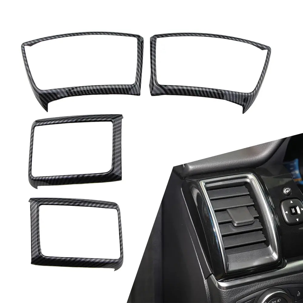 black carbon fiber textured dashboard trim pieces for ford everest ranger interior cover