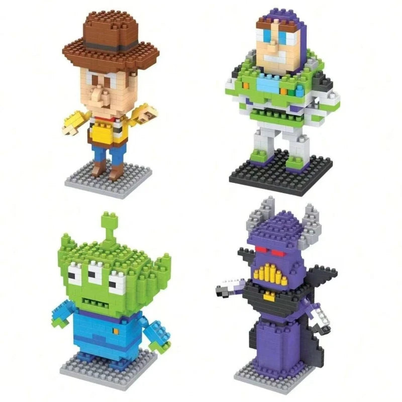 Mini Building Block Toys Cartoon Character Models Desktop Ornaments Children's Assembled Toys Holiday Gifts Birthday Gifts