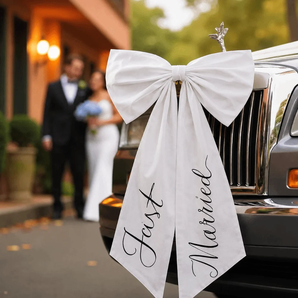 Romantic Large Size Wedding Car Bow Elegant Lovely Style Car Ribbon Bow Wedding Photo Prop Just Married Car Decor Bridal Party