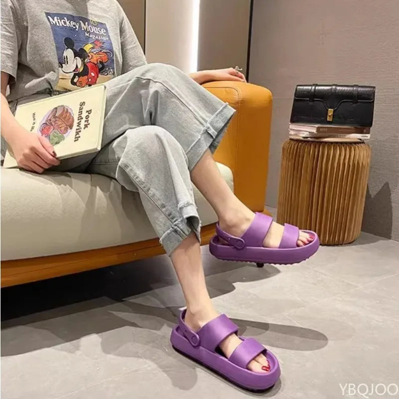 New Slippers Casual Breathable comfortable Sandals for Women Home Slippers With Snaps Non-slip Platform Beach Shoes Fashion