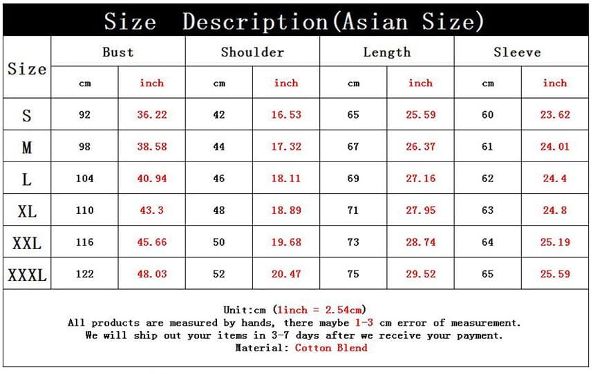 Herren-Übergroßer Fleece-Pullover mit Kapuze aus Baumwollmischgewebe, Größentabelle in asiatischer Konfektionsgröße mit Maßen für Brust, Schulterlänge und Ärmel von Größe S bis XXXL.