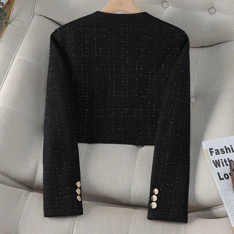 Fashion Women Formal Blazer Ladies White Blue Black Long Sleeve Cardigan Coat Work Wear Short Blazer Jacket Autumn Female Tops