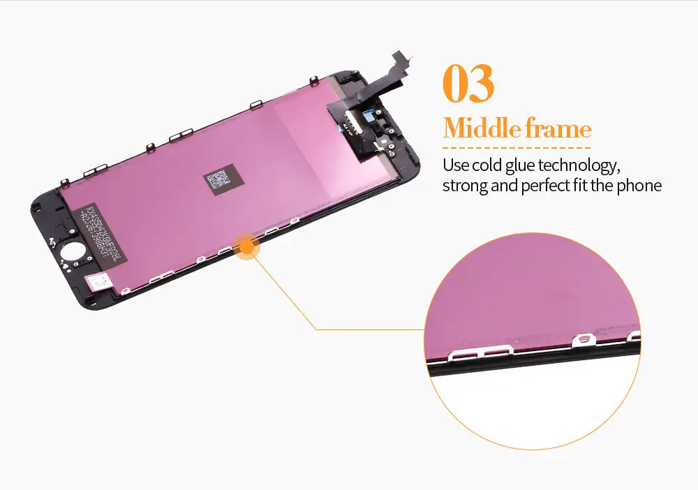 cadre central rose pour le remplacement de l’écran tactile de l’iPhone, doté de la technologie de colle à froid et d’un ajustement précis pour les écrans LCD et les modèles Plus LCD, de l’iPhone 5 à l’iPhone 8 Plus