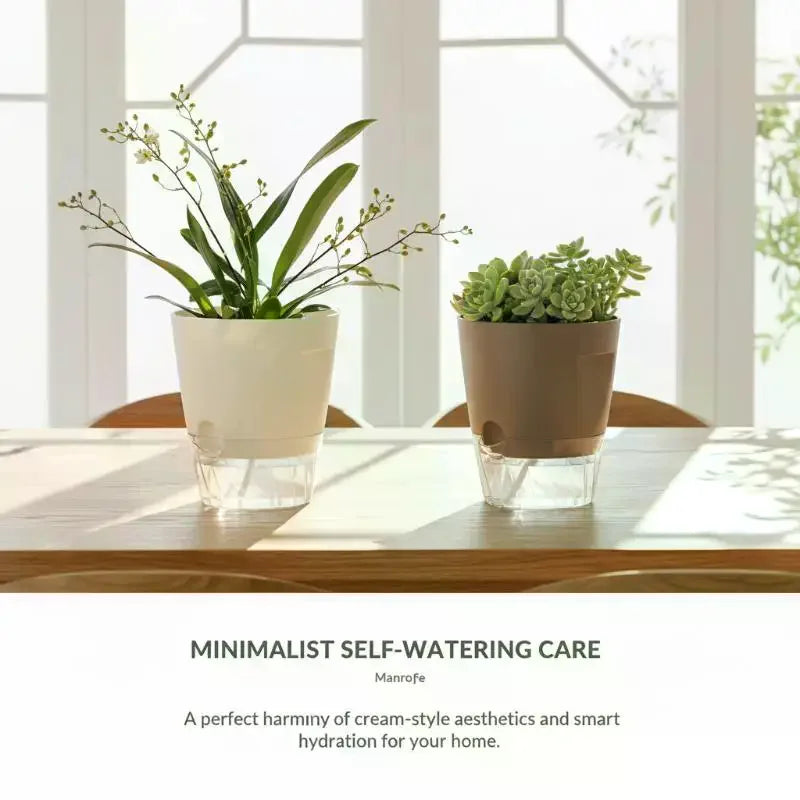 Self Watering Plant Pots Indoor Modern Plastic Planters For Orchid Succulent Herb Flower Home Office Decor