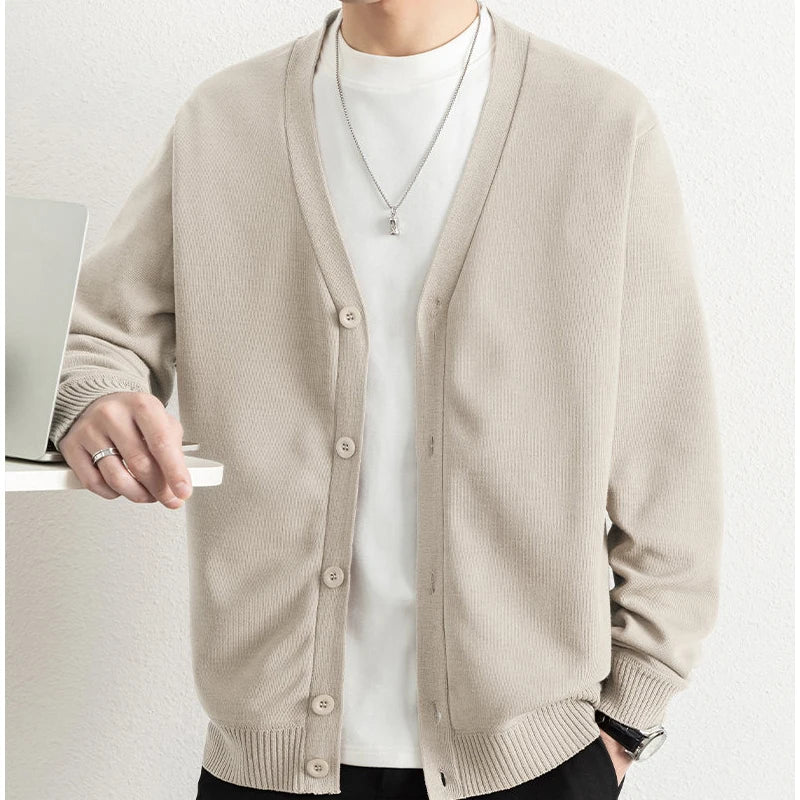 Men Button Sweaters Solid Color Knit Cardigans for Man Alibaba Korean Japanese Sweater Coat