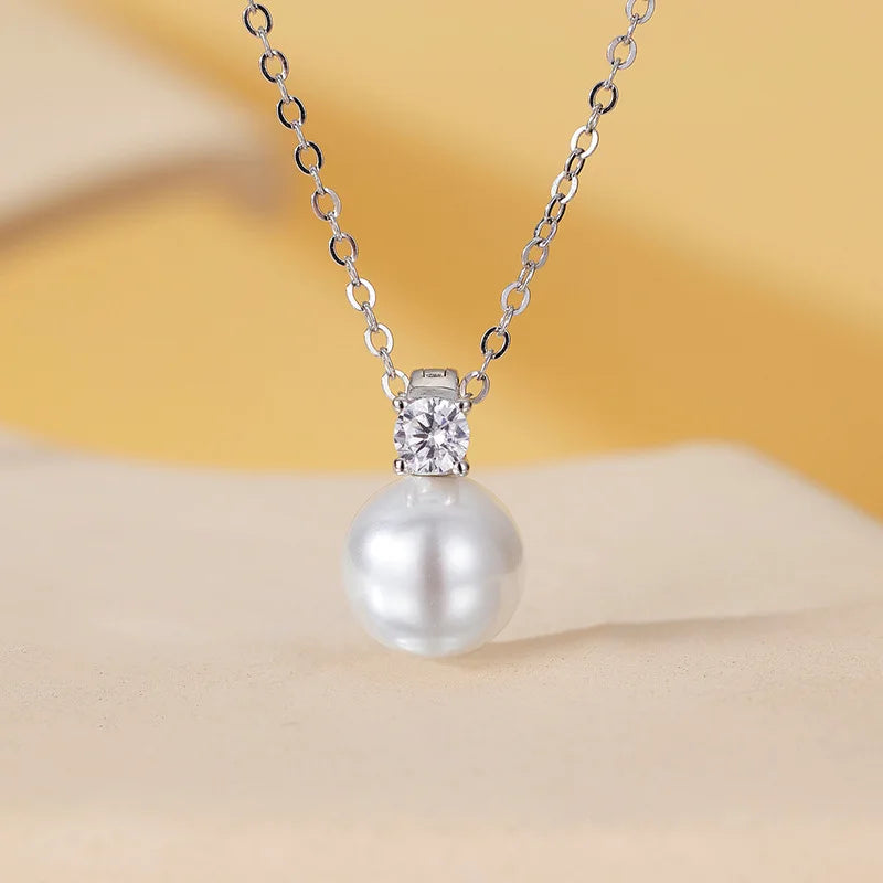 Elegant New Pearl Bead Necklace for Women - Minimalist Round Single Pendant  Sweater Chain Versatile High-End Fashion Jewelry