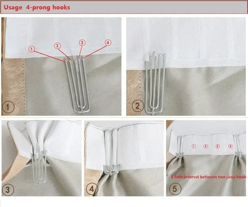 silver metal 4-prong curtain hooks with a sleek functional design for securing fabric in living room curtains custom blackout drapes para la sala