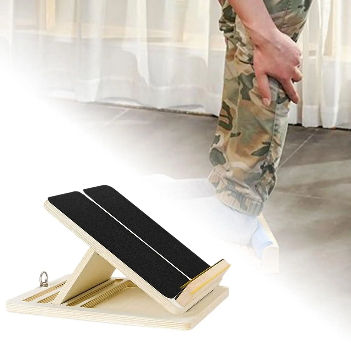 Wooden Slant Board Calf Stretcher Foldable Nonslip Leg Stretch Ankle Exercise Training Equipment for Muscle Building Home Gym