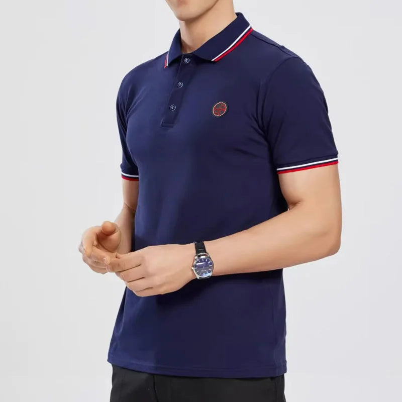 Men's Polo Tops Summer Fashion Business Men Pure Cotton Polo Top Casual Fashion Commuter Versatile Solid Color Men's Tops