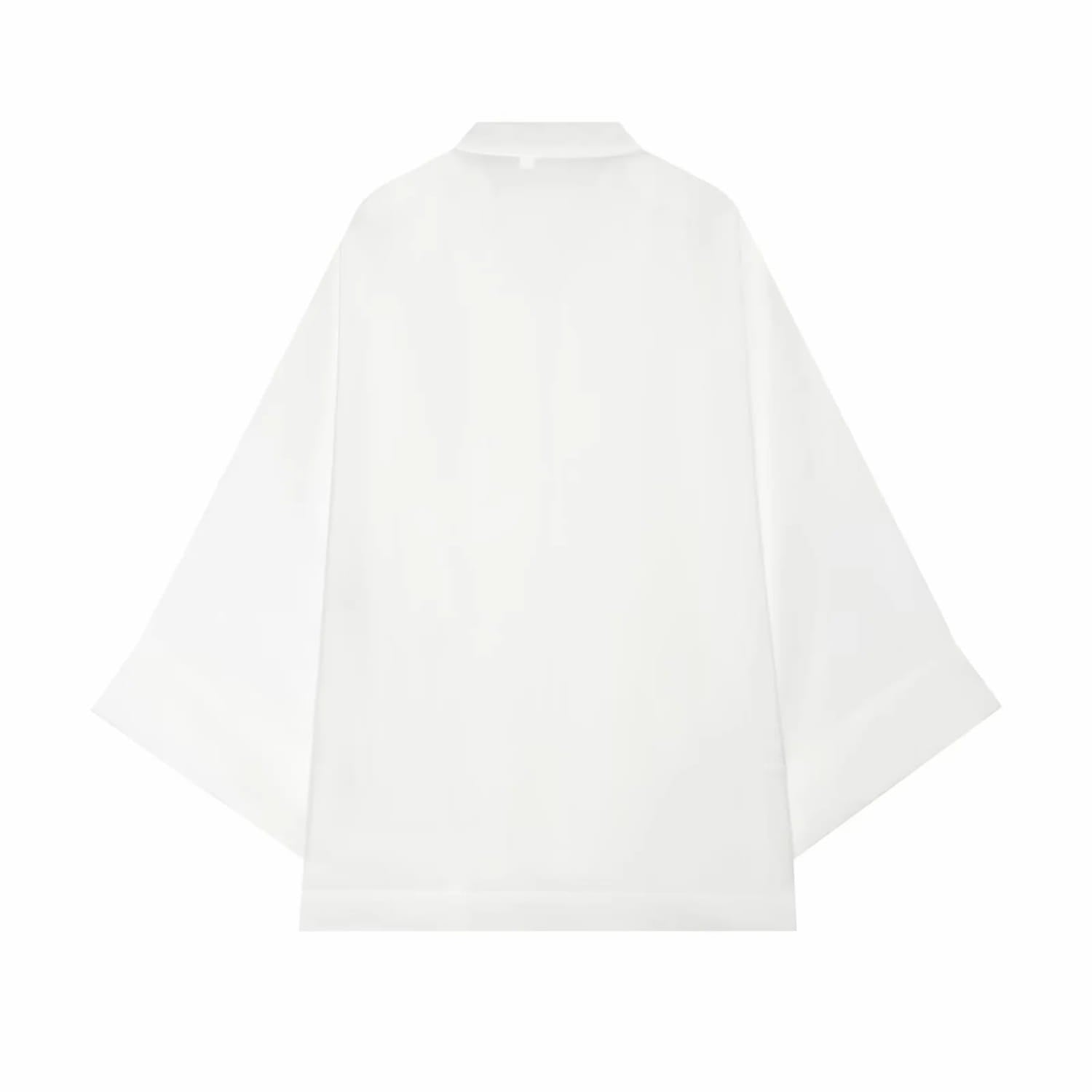 Chemisier minimaliste blanc à manches amples et col discret, chemise décontractée adaptée à un port léger et élégant
